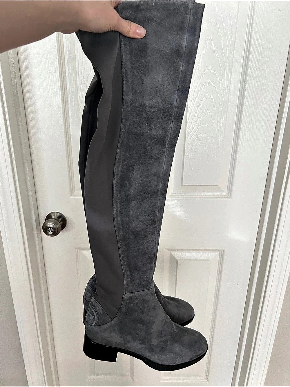 Tory Burch suede Laila Over-the-Knee Boot Gray 8.5 never worn